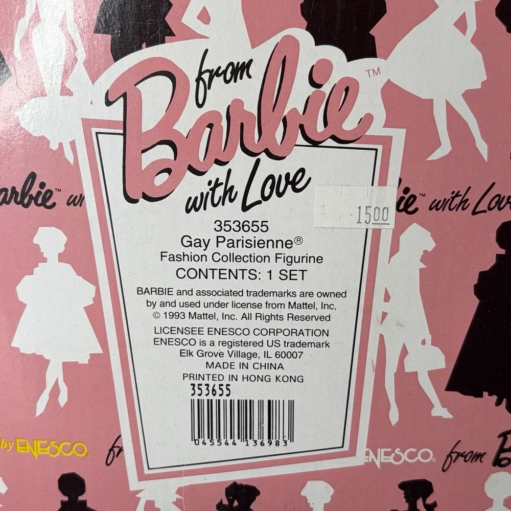 NEW 1993 Mattel From Barbie with Love 353655 Gay Parisienne 1962 Enesco Figurine